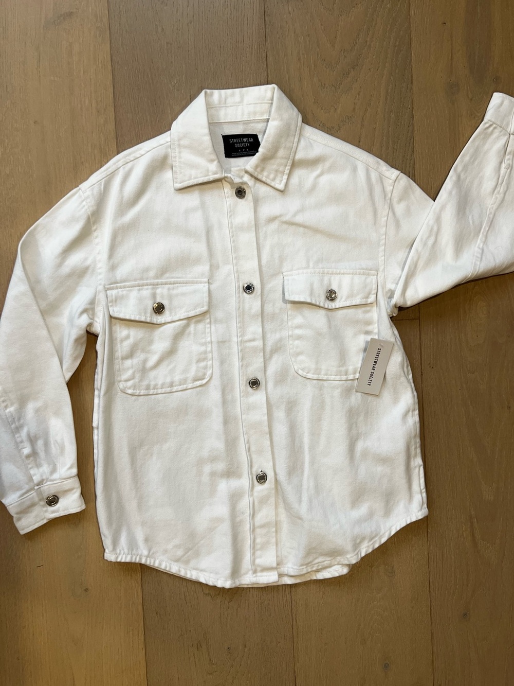 NWT Streetwear Society White Denim Shirt Jacket Shacket S